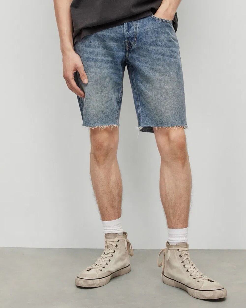 $135 Allsaints Switch Denim Shorts 30 Men's Jorts Cut Off Blue